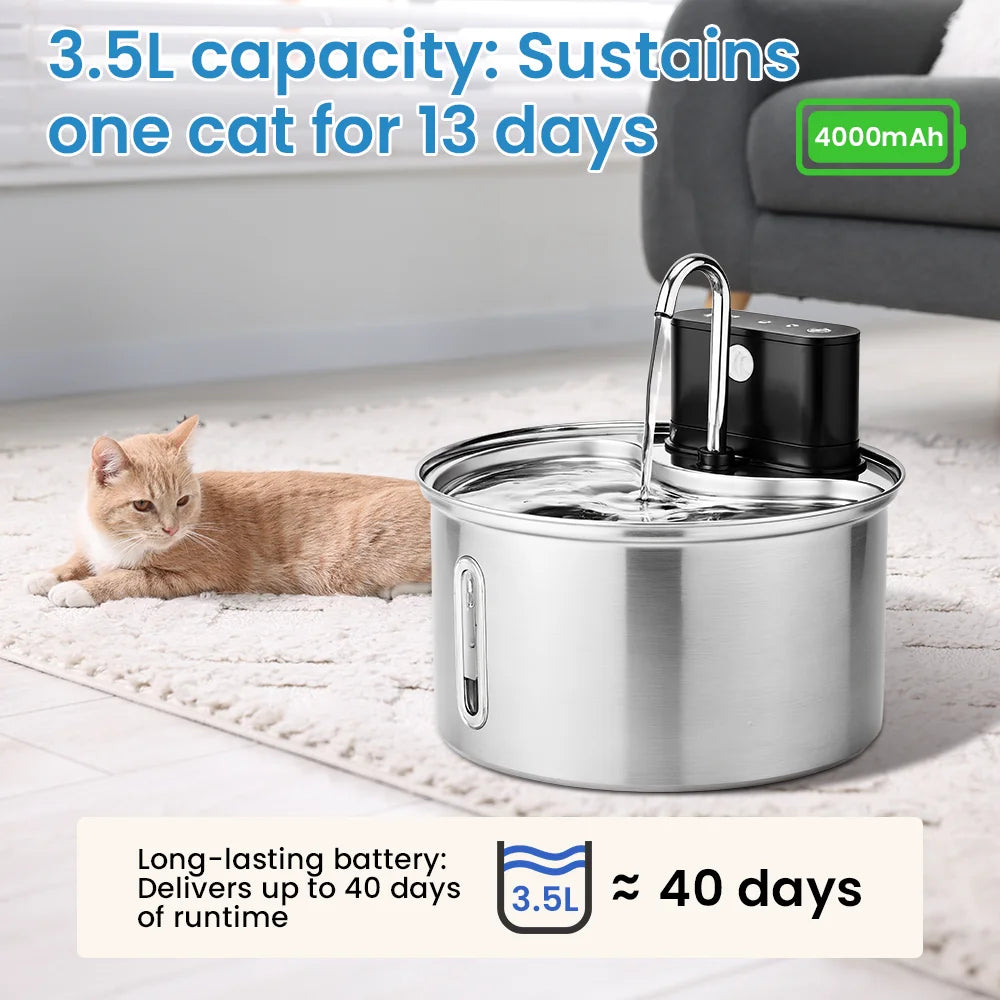 3.5L Smart Stainless Steel Pet Water Fountain