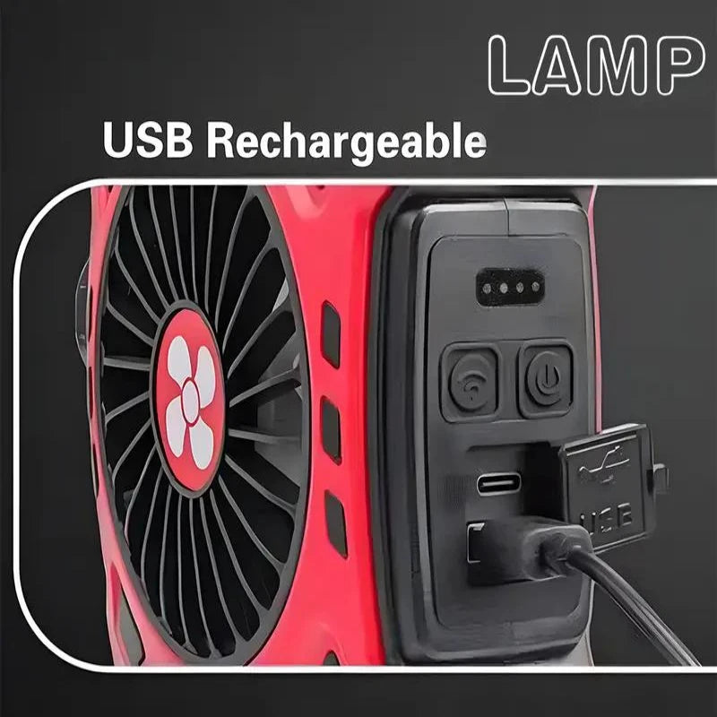 Versatile 2-in-1 Portable LED Camping Fan & Lamp