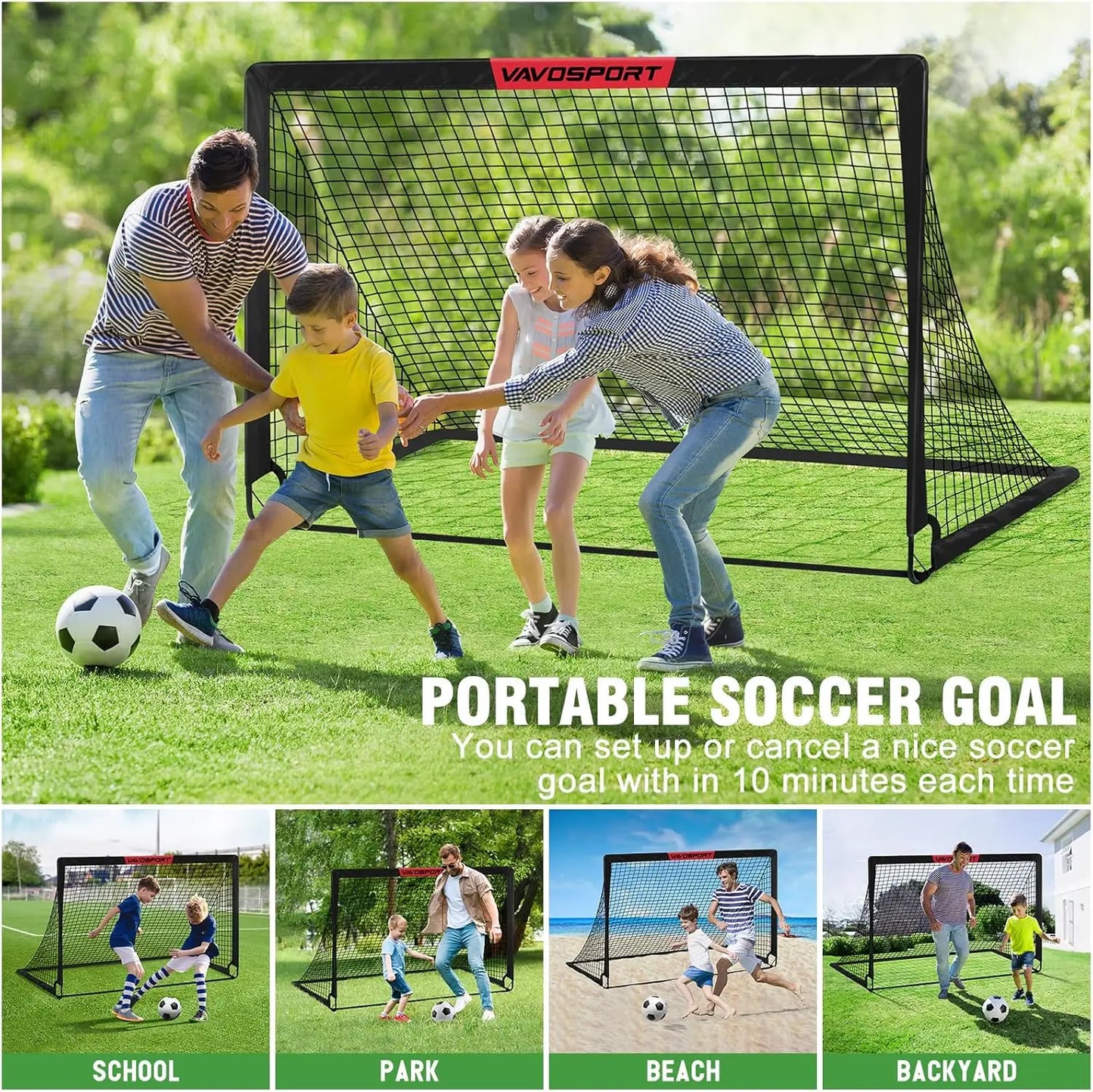 6x4 ft Portable Soccer Set for Toddler Youth Sports