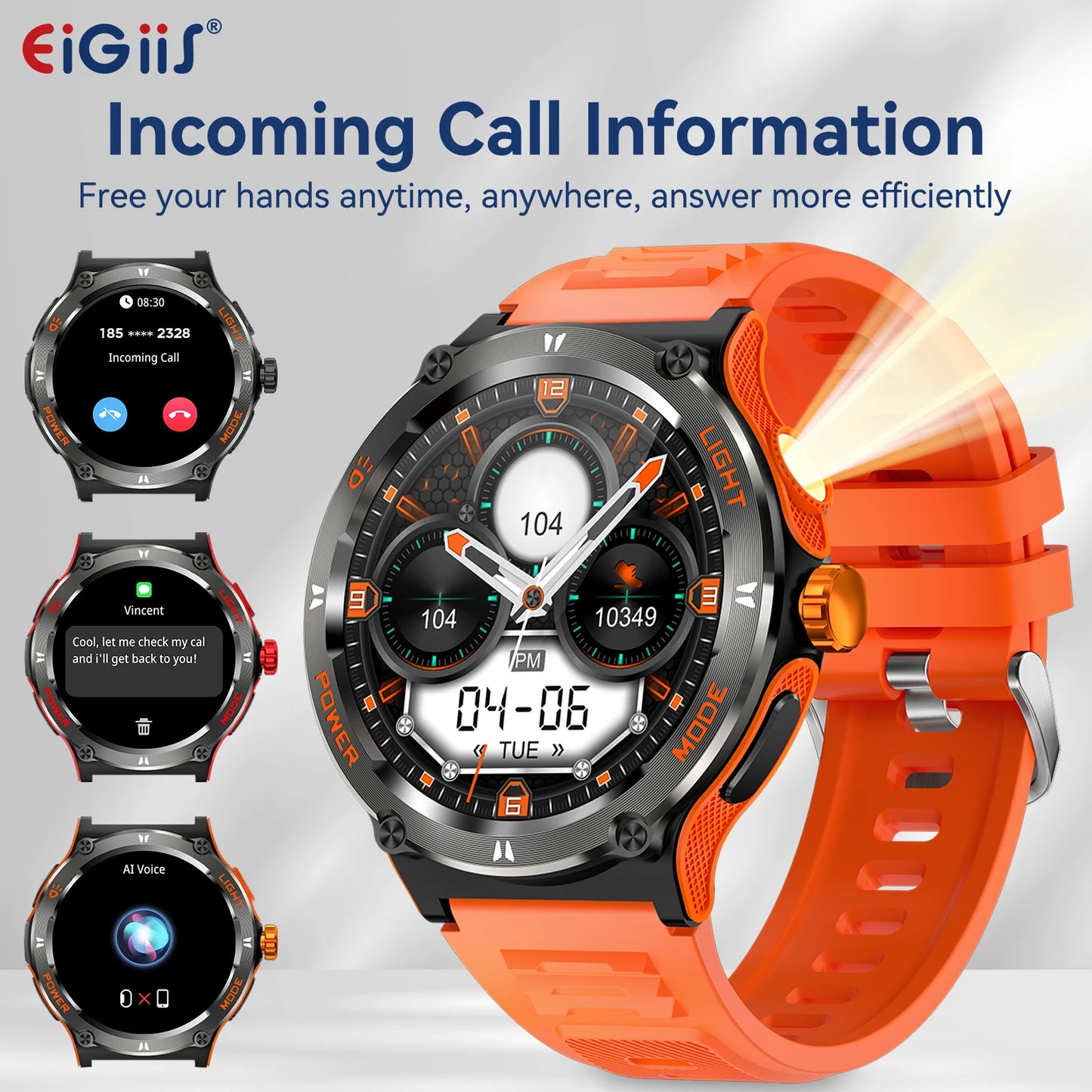 Smart Watch KT76 (Men, Sport, 3ATM Waterproof)