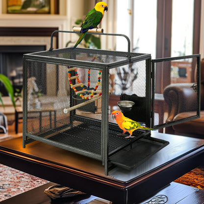 Wrought Iron Bird Travel Carrier Cage