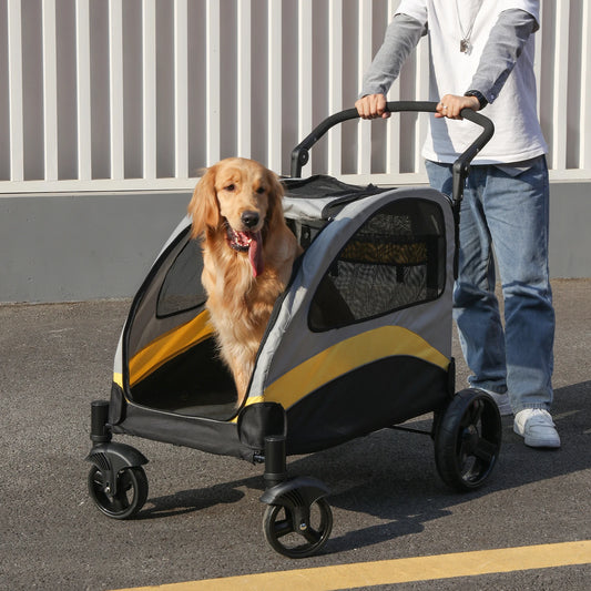 Portable 4-Wheel Dog Stroller Foldable Pet Carrier