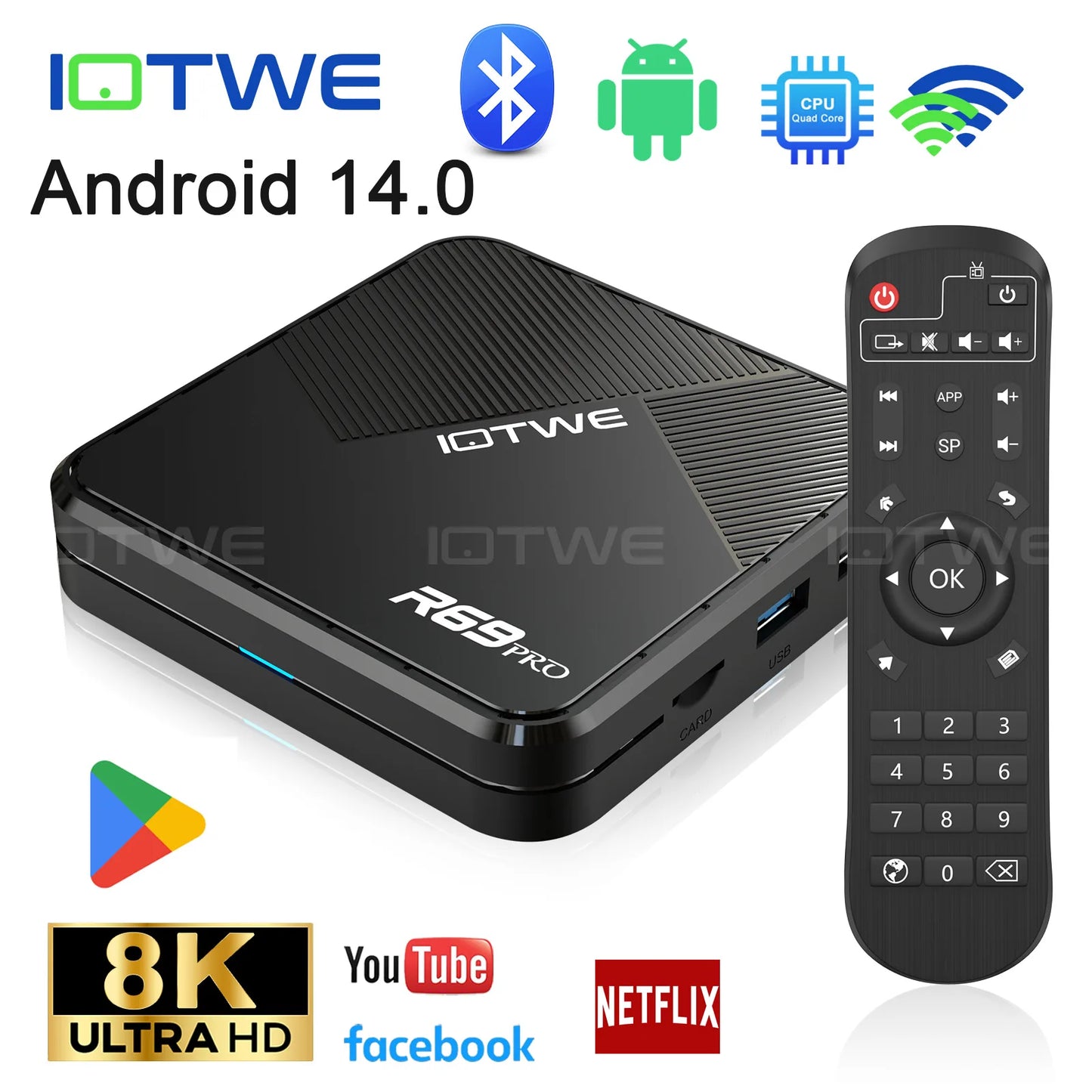 Android 14 TV Box R69 PRO Allwinner H728 Octa-Core WiFi 6 BT5.0 Voice Remote Control Box 1000M Support 8K Media Player