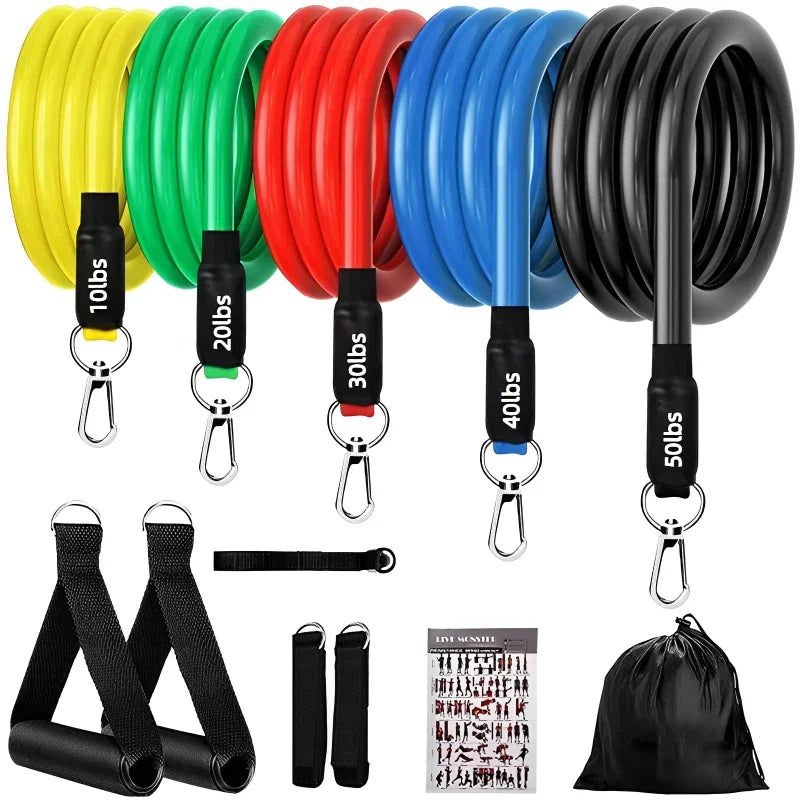 11pcs/Set Pull Rope Resistance Bands Portable Fitness Equipment