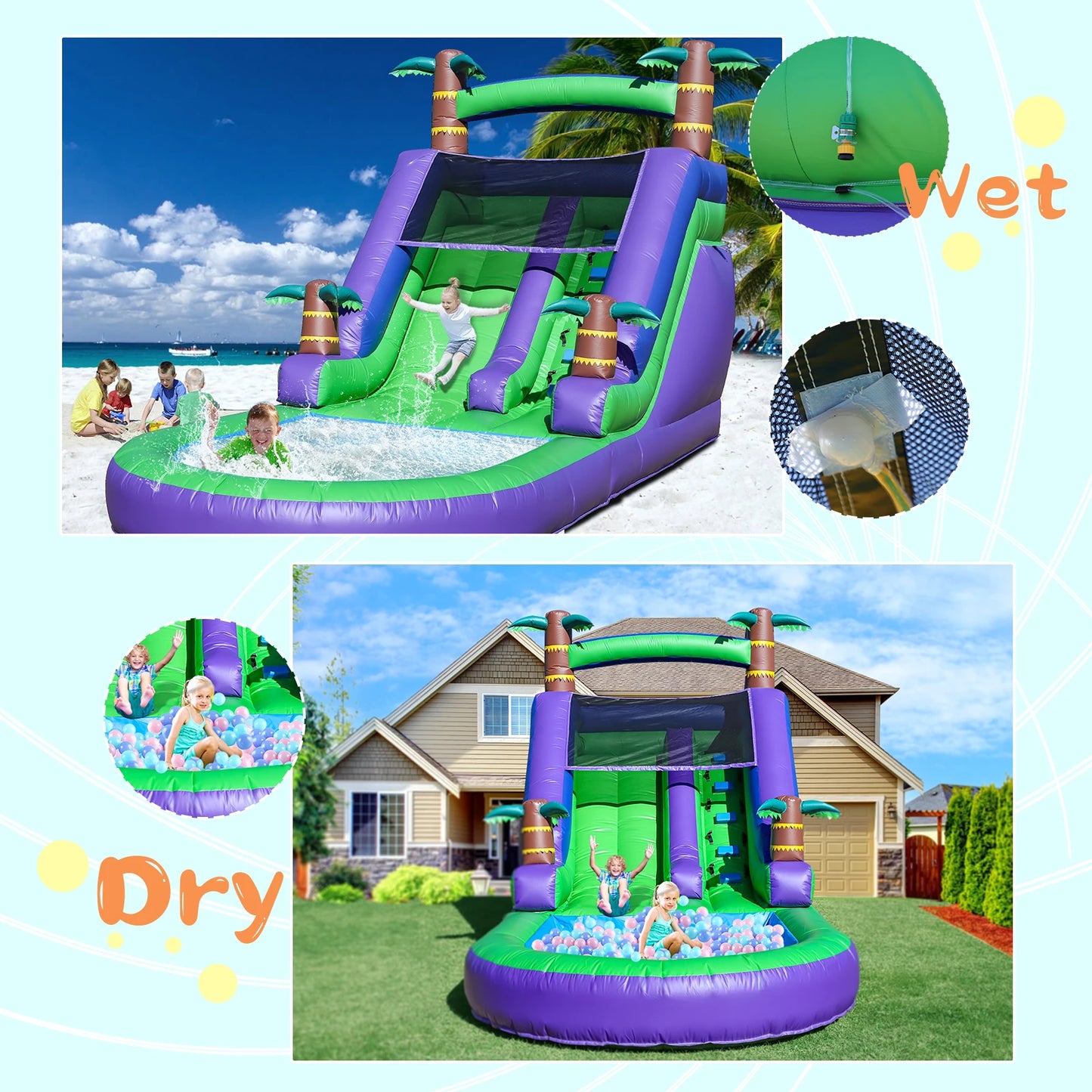 Giant Tropical Commercial PVC  Inflatable Water Slide
