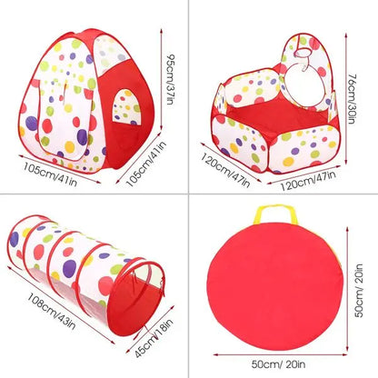 3 In 1 Child Crawl Tunnel Tent Kids Play Tent