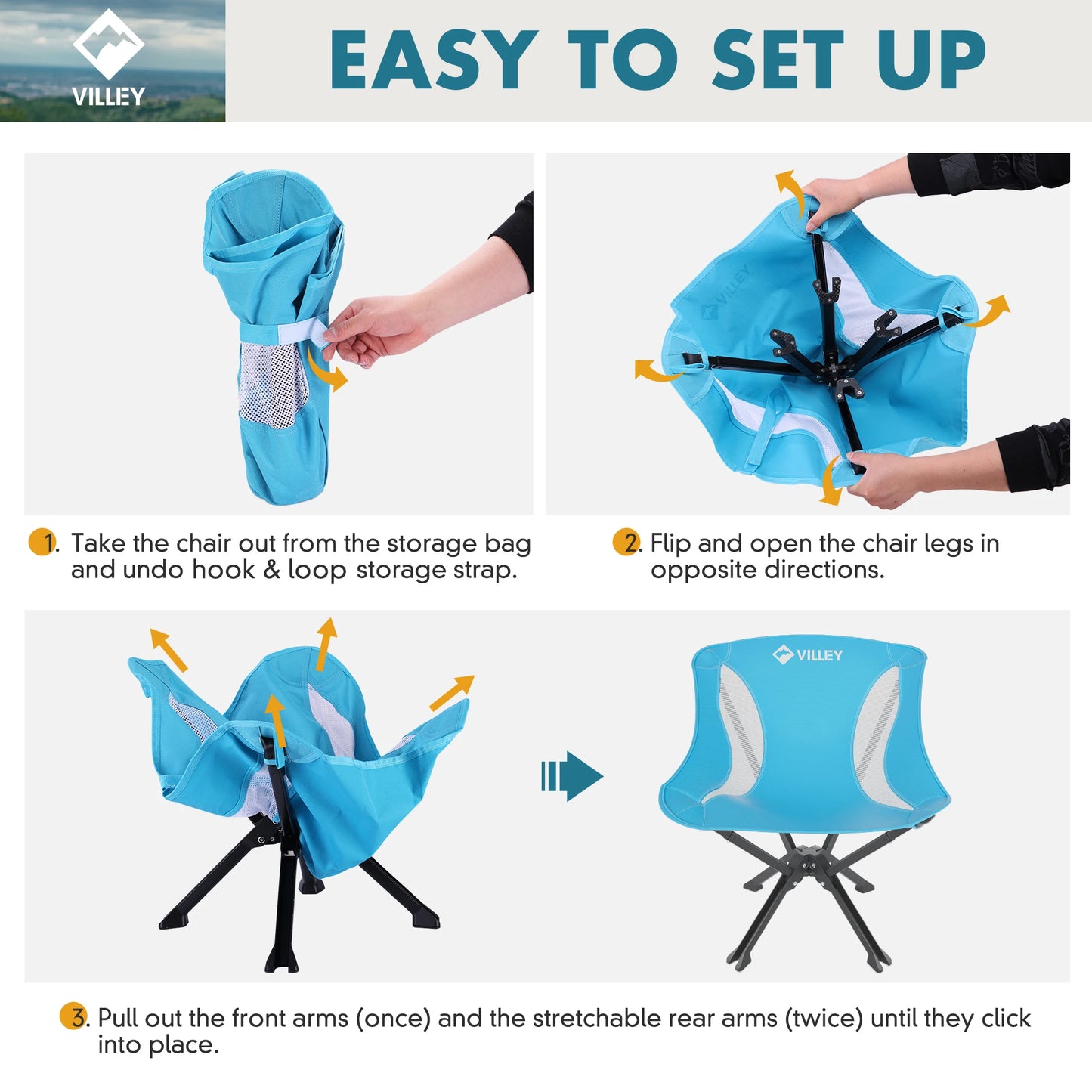 VILLEY Portable Folding Chair