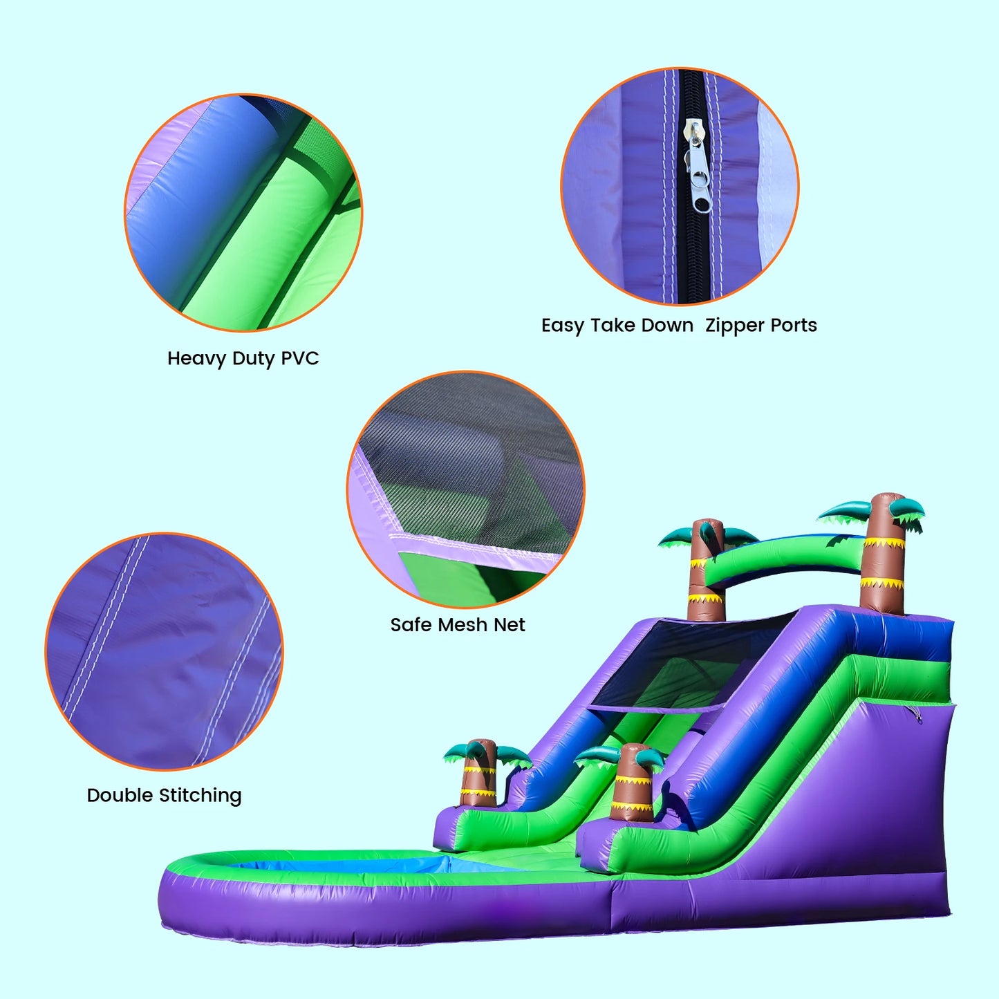 Giant Tropical Commercial PVC  Inflatable Water Slide