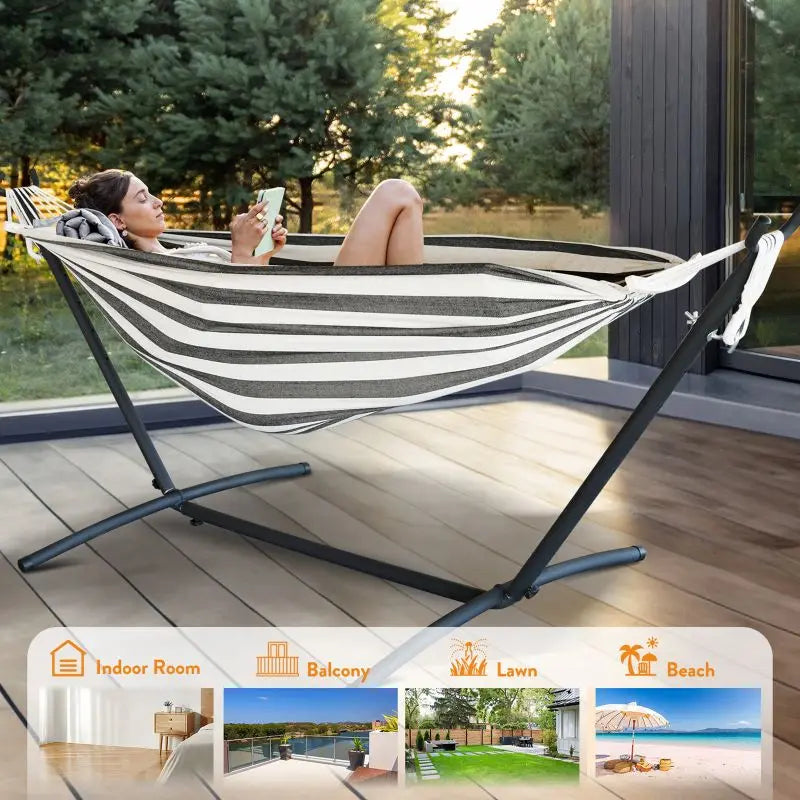 Hammock with Adjustable Stand (600lb Capacity)