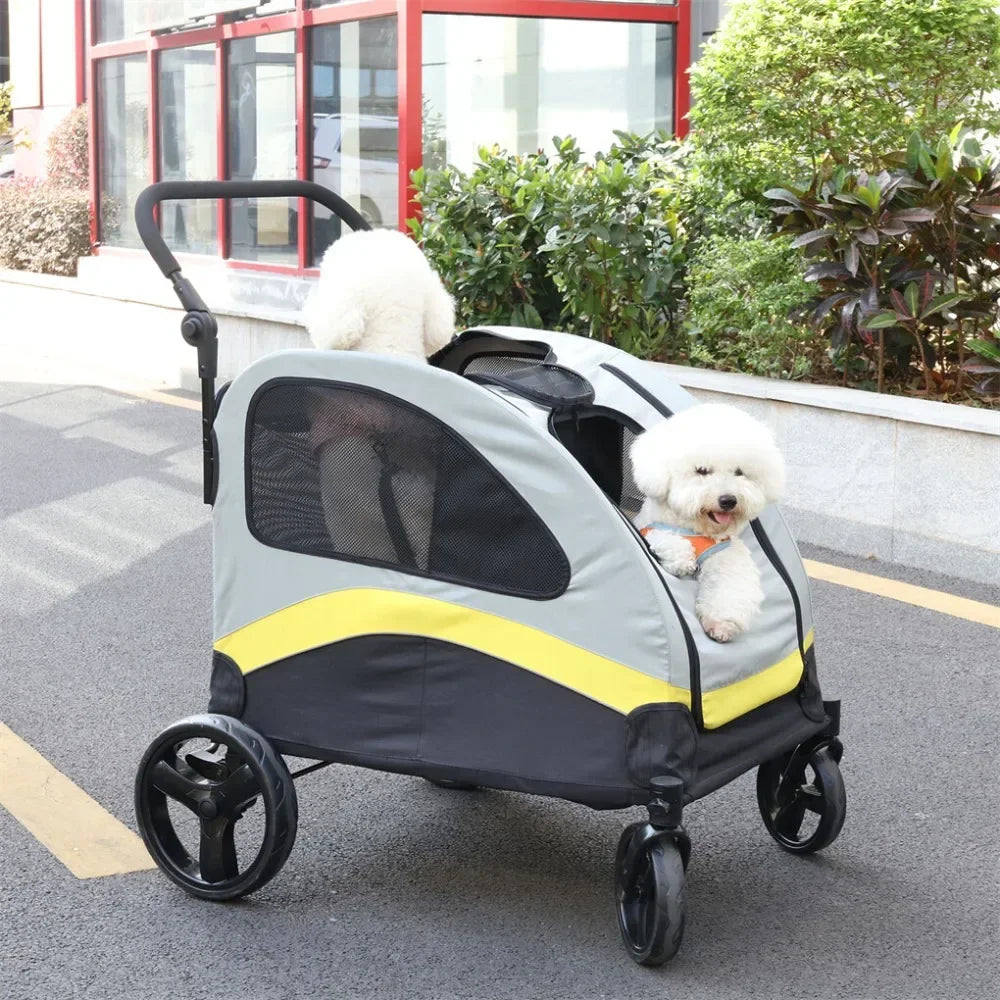 XXL Double Seat Dog Stroller Anti-Shock Pram