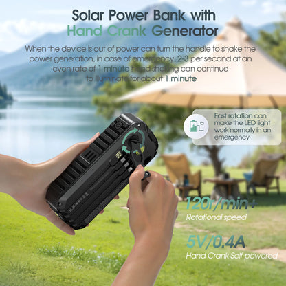 40,000mAh Solar Power Bank with Hand Crank & Fast Charging
