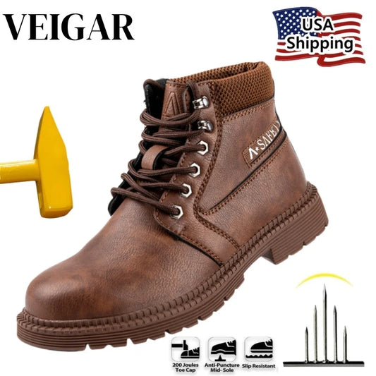 Leather Waterproof Welding Safety Boots for Men