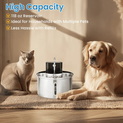 3.5L Smart Stainless Steel Pet Water Fountain