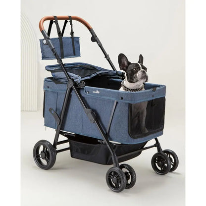 Extra Large Foldable Dog Stroller Ventilated Pet Carrier