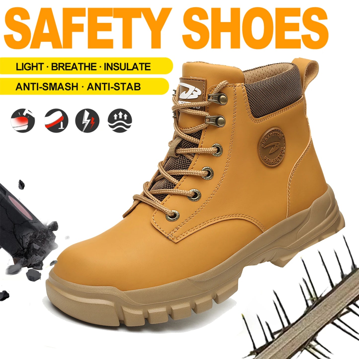 High-Top PU Anti-Smash Anti-Puncture Safety Shoes