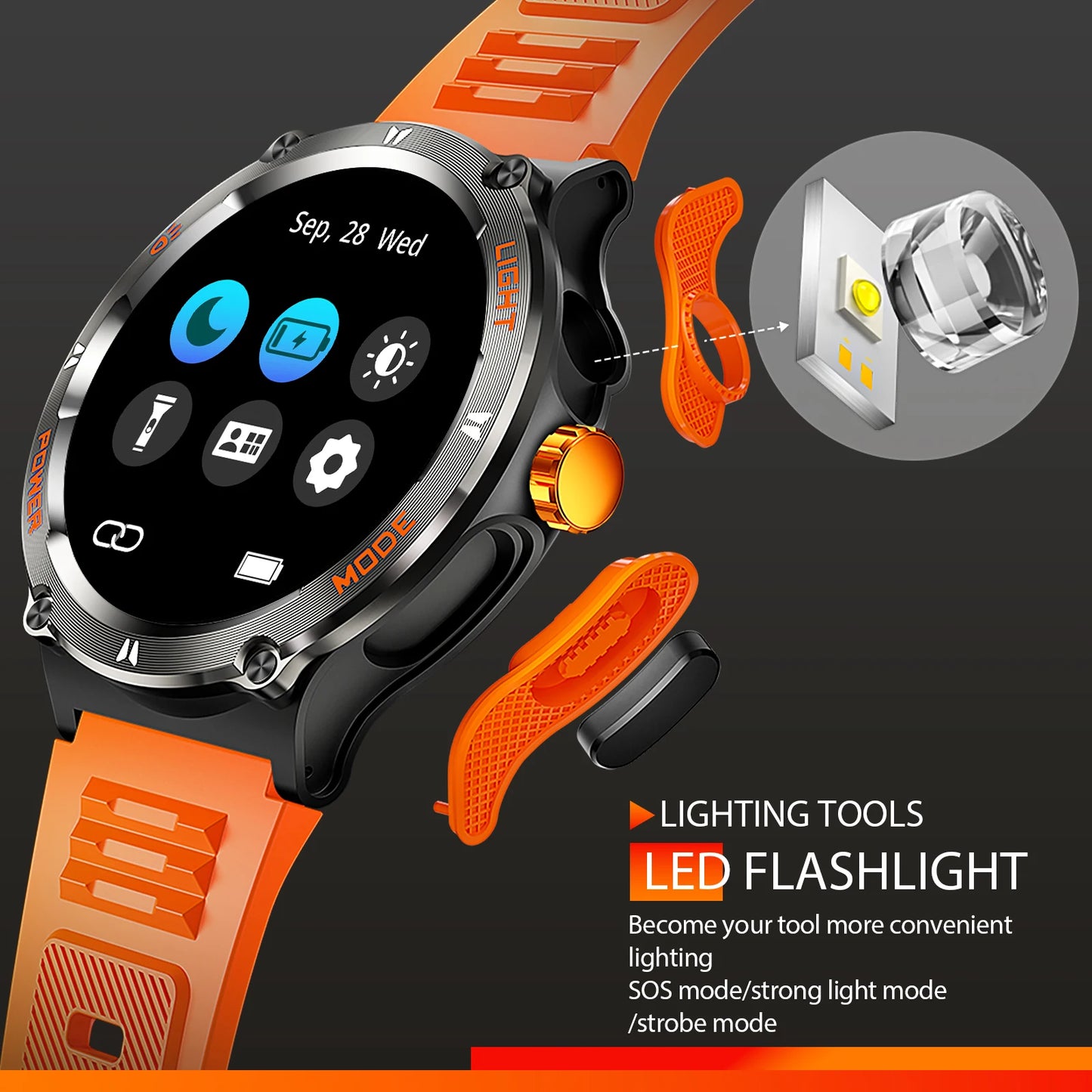 Smart Watch KT76 (Men, Sport, 3ATM Waterproof)