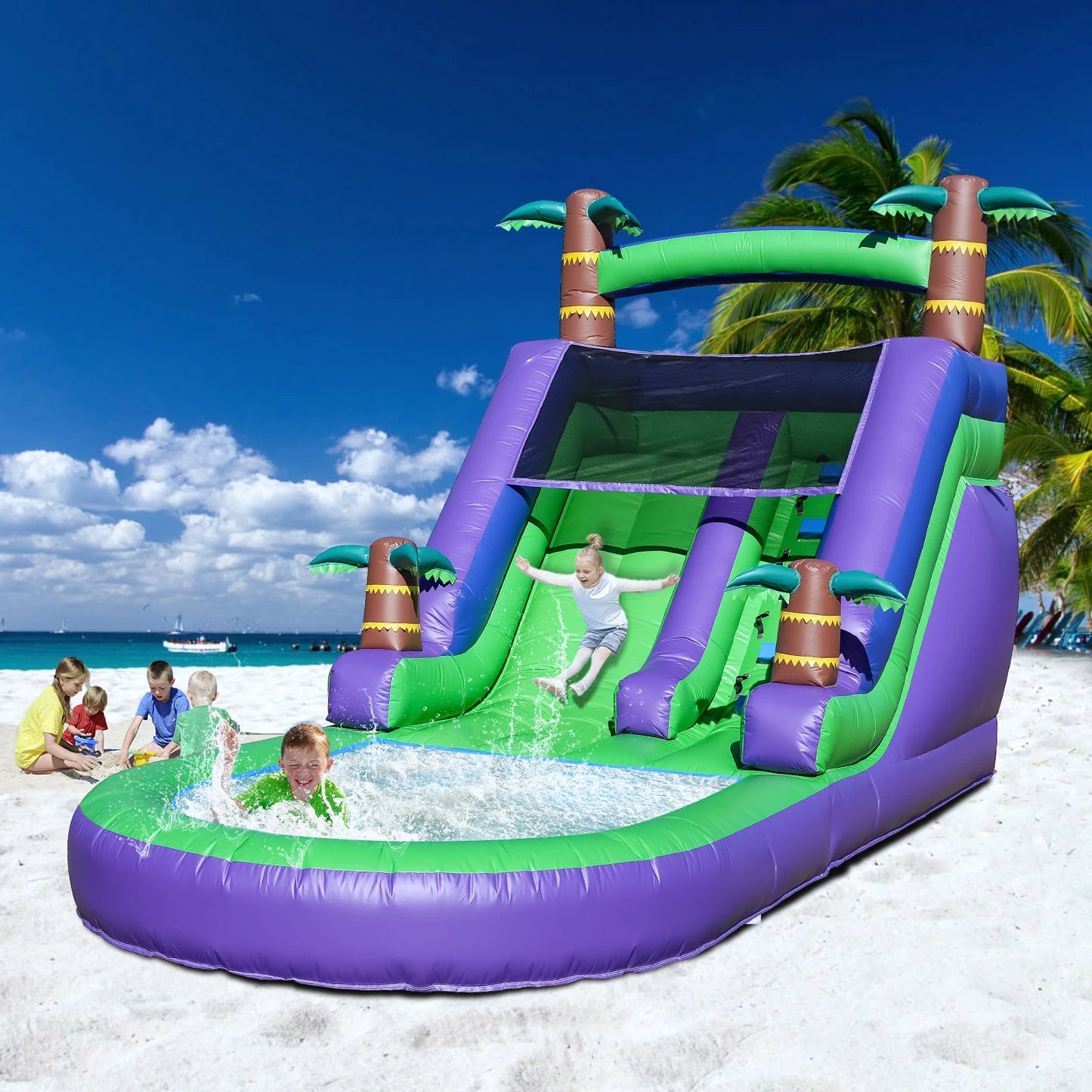 Giant Tropical Commercial PVC  Inflatable Water Slide