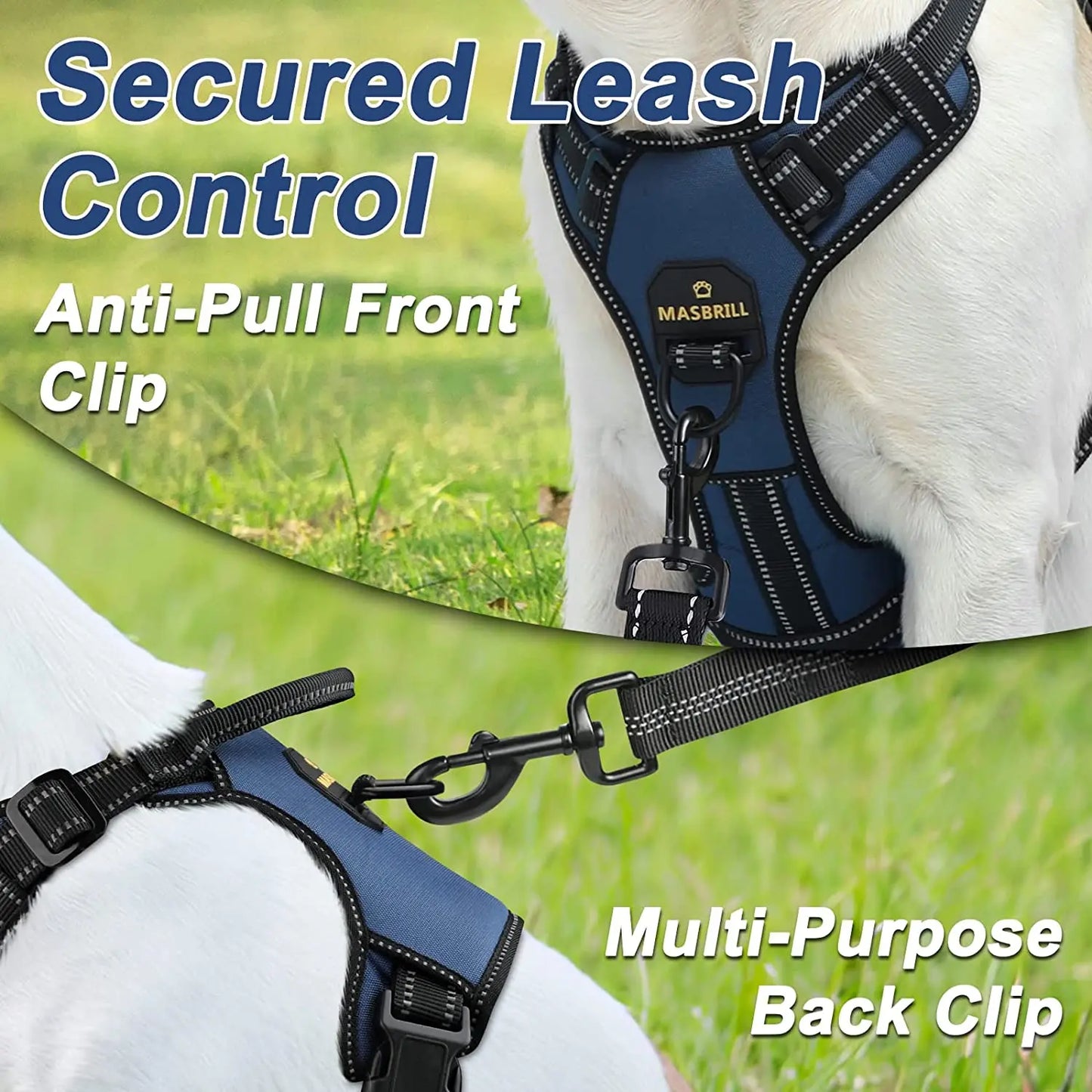 MASBRILL No-Pull Adjustable Dog Harness: