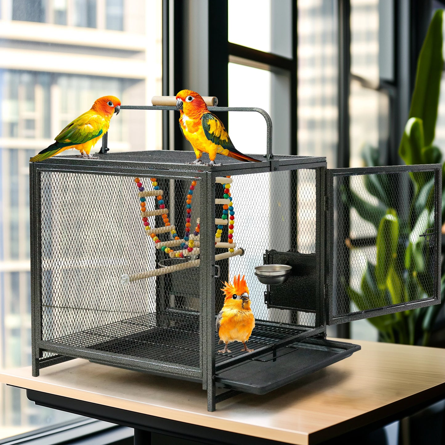 Wrought Iron Bird Travel Carrier Cage