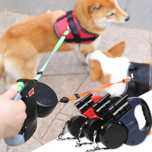 3-in-1 Double Head Automatic Retractable Dog Leash