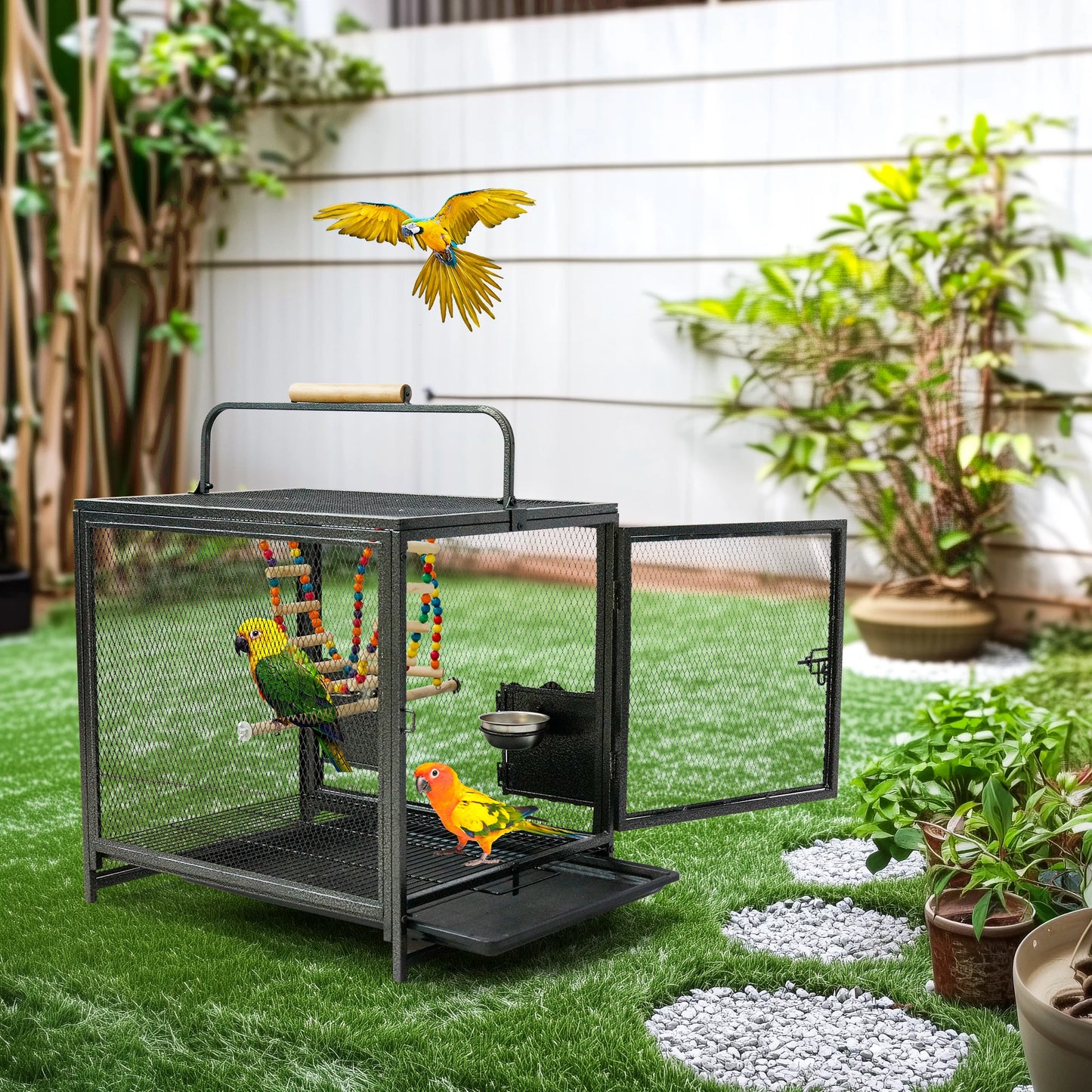 Wrought Iron Bird Travel Carrier Cage