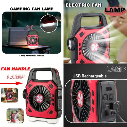 Versatile 2-in-1 Portable LED Camping Fan & Lamp