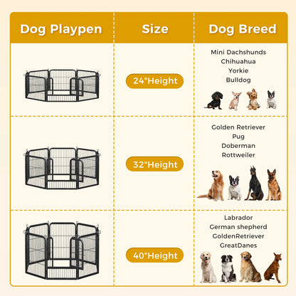 Dog Playpen with Door, Foldable Metal Pet Fence
