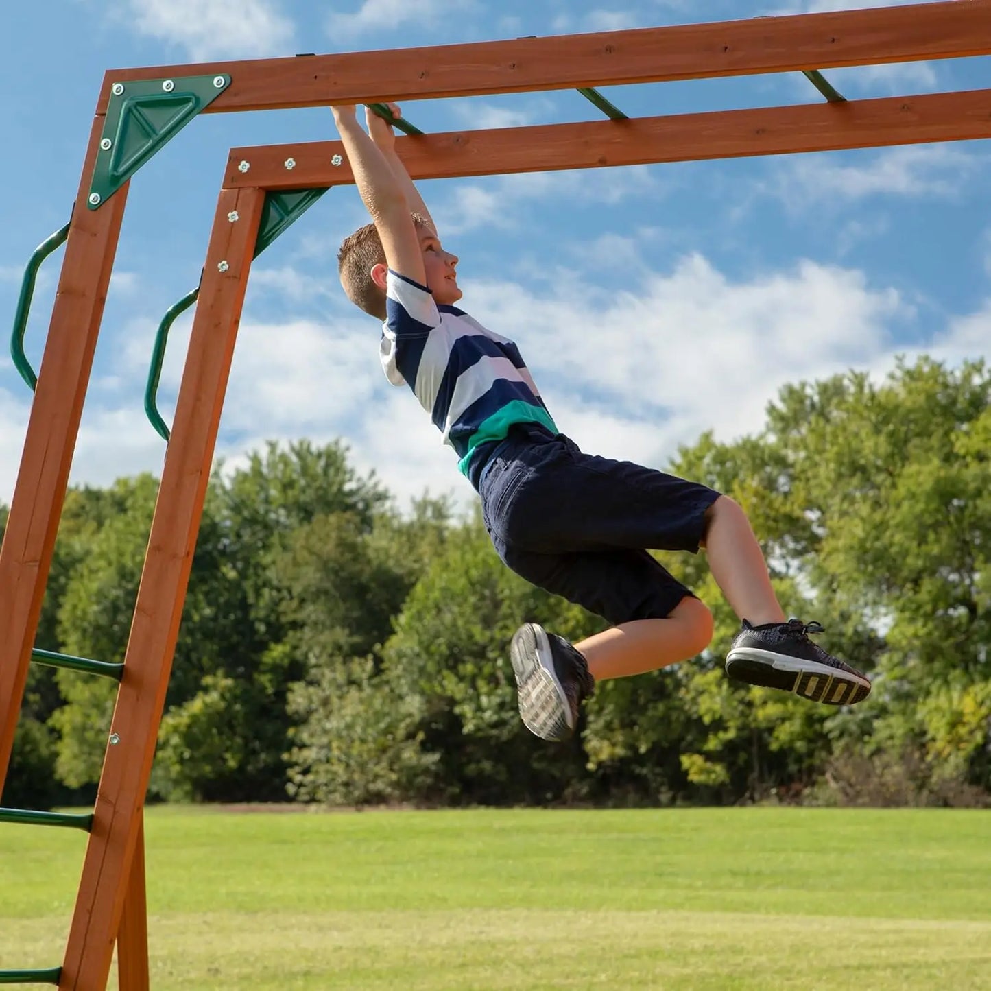 Cedar Wood Swing Set with Slide Monkey Bars