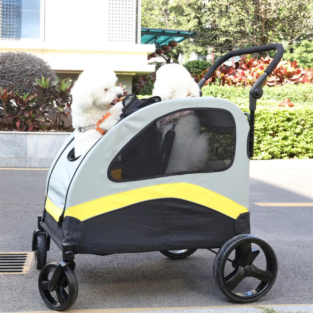 XXL Double Seat Dog Stroller Anti-Shock Pram