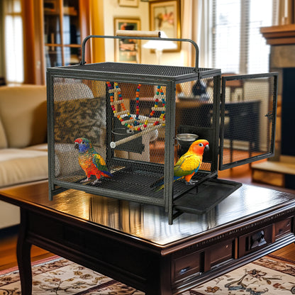 Wrought Iron Bird Travel Carrier Cage