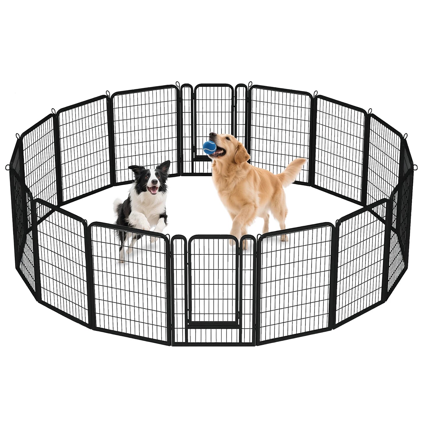 Dog Playpen with Door, Foldable Metal Pet Fence