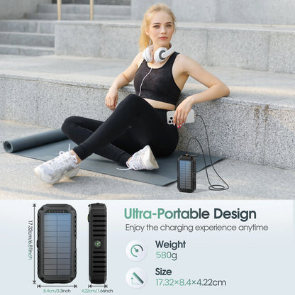 40,000mAh Solar Power Bank with Hand Crank & Fast Charging