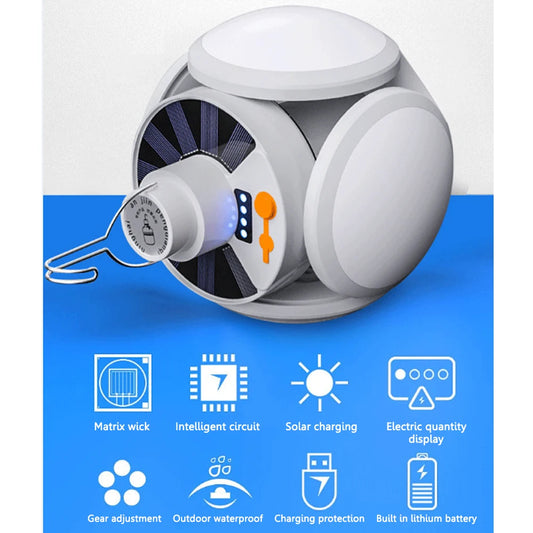 LED Solar Rechargeable Camping  5 Gears Portable Lantern