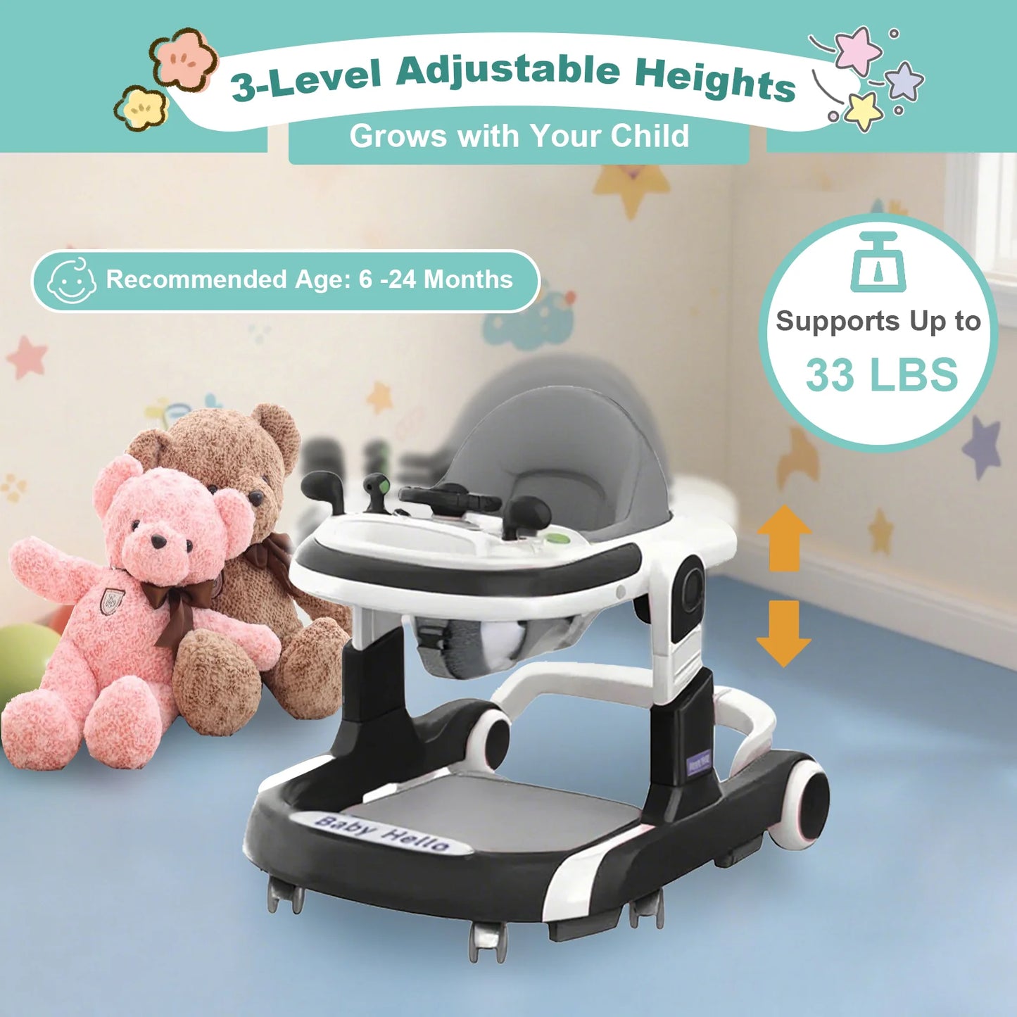 2025 Multifunctional Baby Walker With Sunshade and Seat