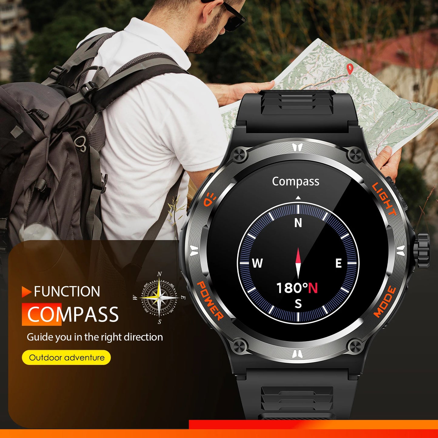 Smart Watch KT76 (Men, Sport, 3ATM Waterproof)